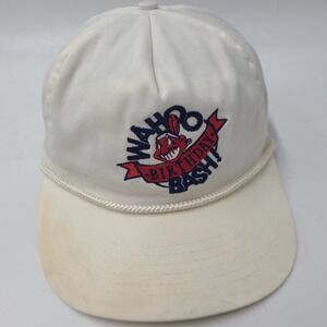 Vintage Cleveland Indians Hat Snapback White Rope MLB Chief Wahoo Birthday Bash